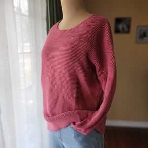 Women's Boden Salmon Pink Waffle Knit Crewneck Sweater Size 6